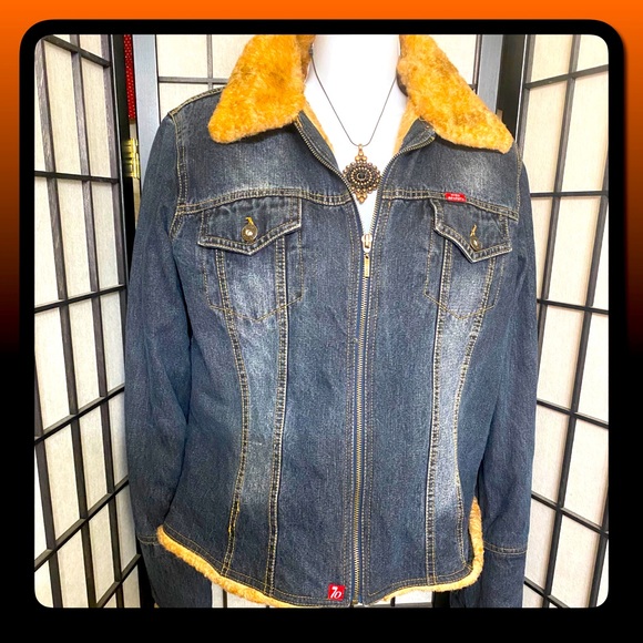 Miss Seventy Jackets & Blazers - EUC Adorable Denim And Faux Fur Zip Up Jacket